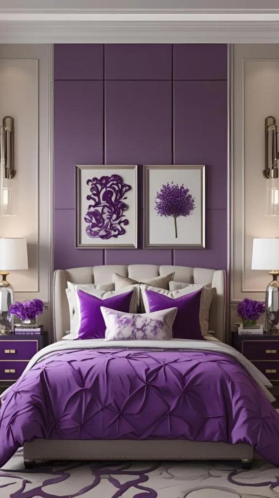 Purple Accents with Neutral Walls