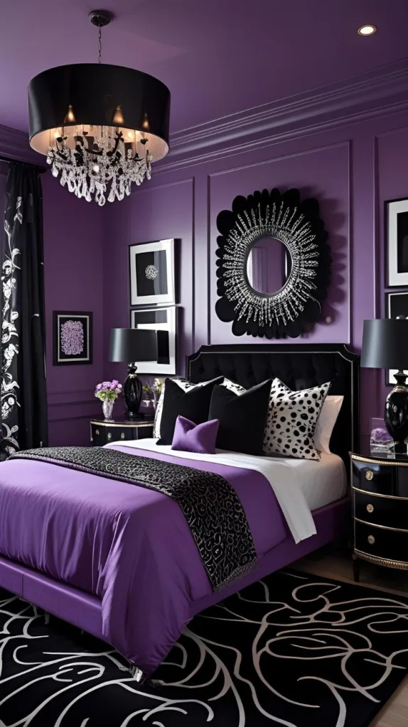 Purple Bedroom with Black Accents