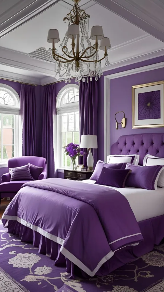 Purple Bedroom with White Trim